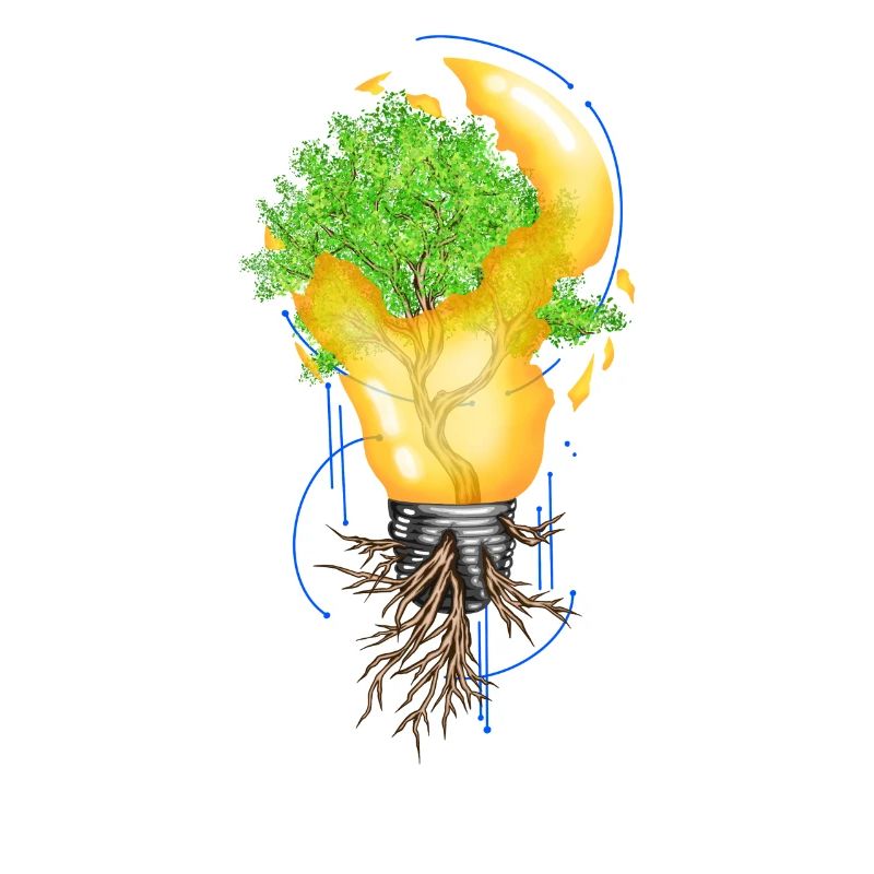 Tree in broken lightbulb