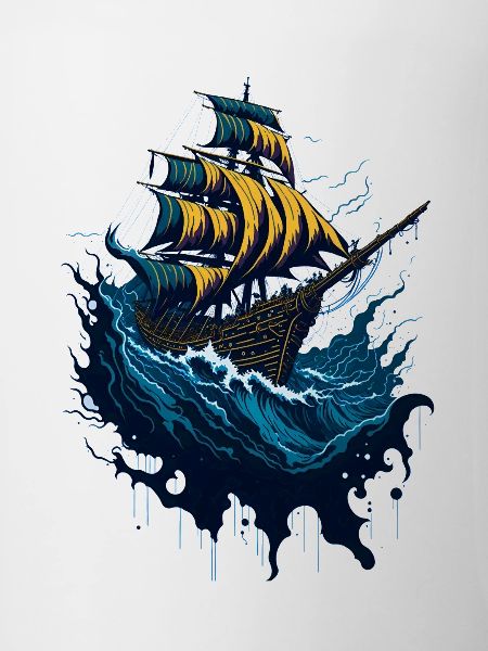Piratenschiff in stürmischer See