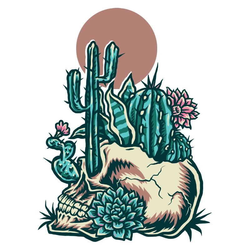 Crâne avec cactus