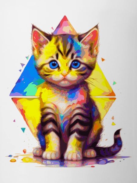 Rainbow Kitty - painted with geometries