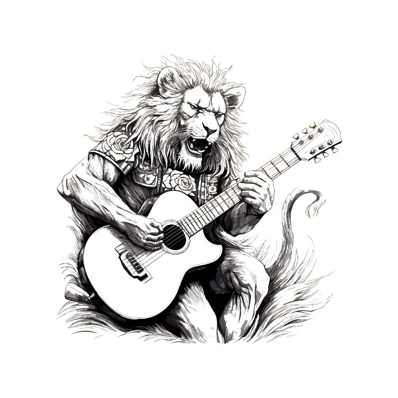 Lion playing guitar