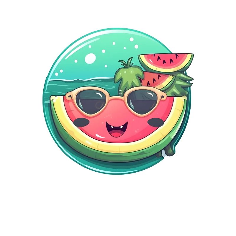 Pastèque d’été avec lunettes de soleil dans la mer