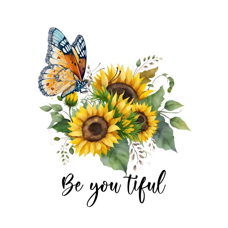 Three Sunflowers with Butterfly, Be you tiful