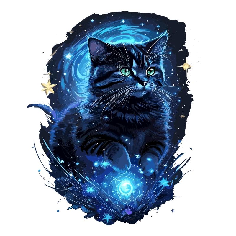 Kosmische Katzen Kunst Schwarze Katze
