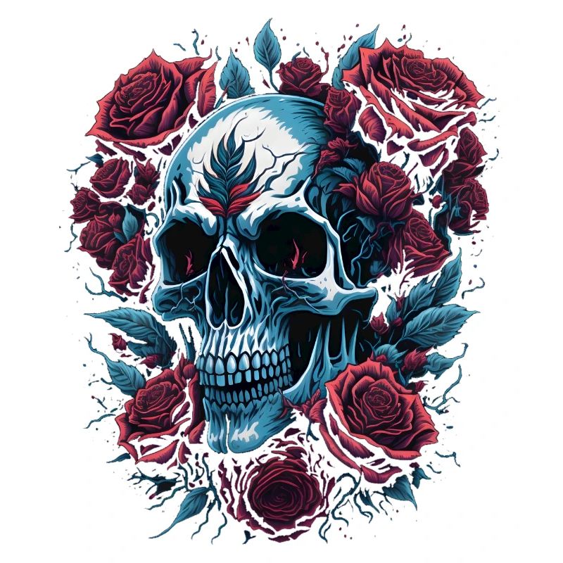 Crâne avec des fleurs de roses