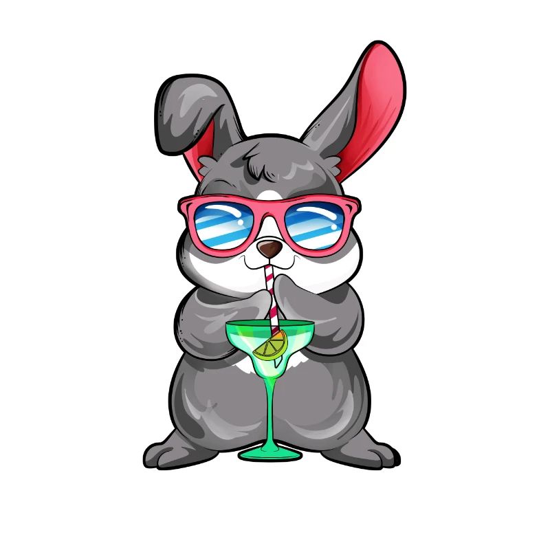 Comic bunny enjoying a cocktail