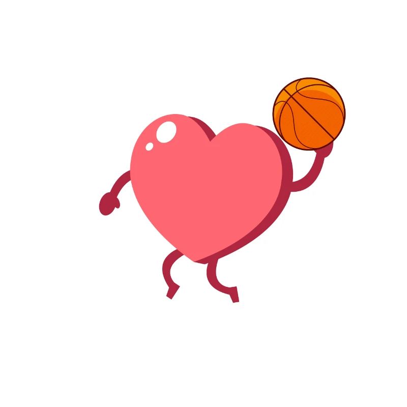 Joueur de basket-ball Heart Dunking de la Saint-Valentin