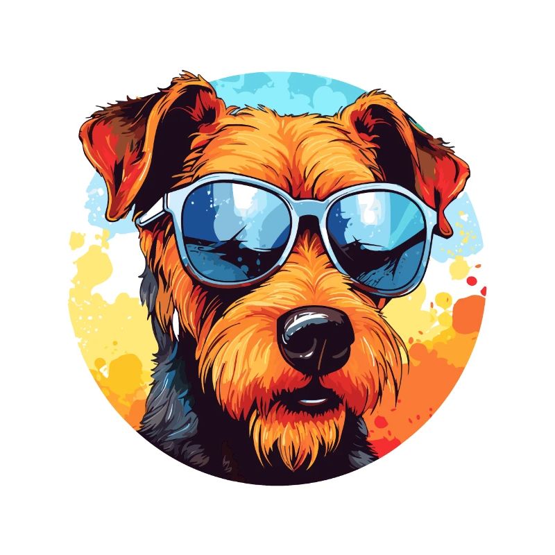 Bunte Airedale Terrier mit Sonnenbrille