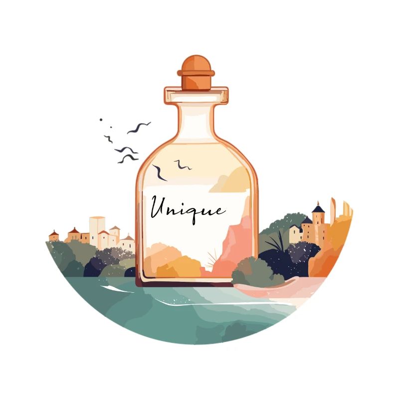 Flacon de parfum « Unique » dans un paysage magnifique