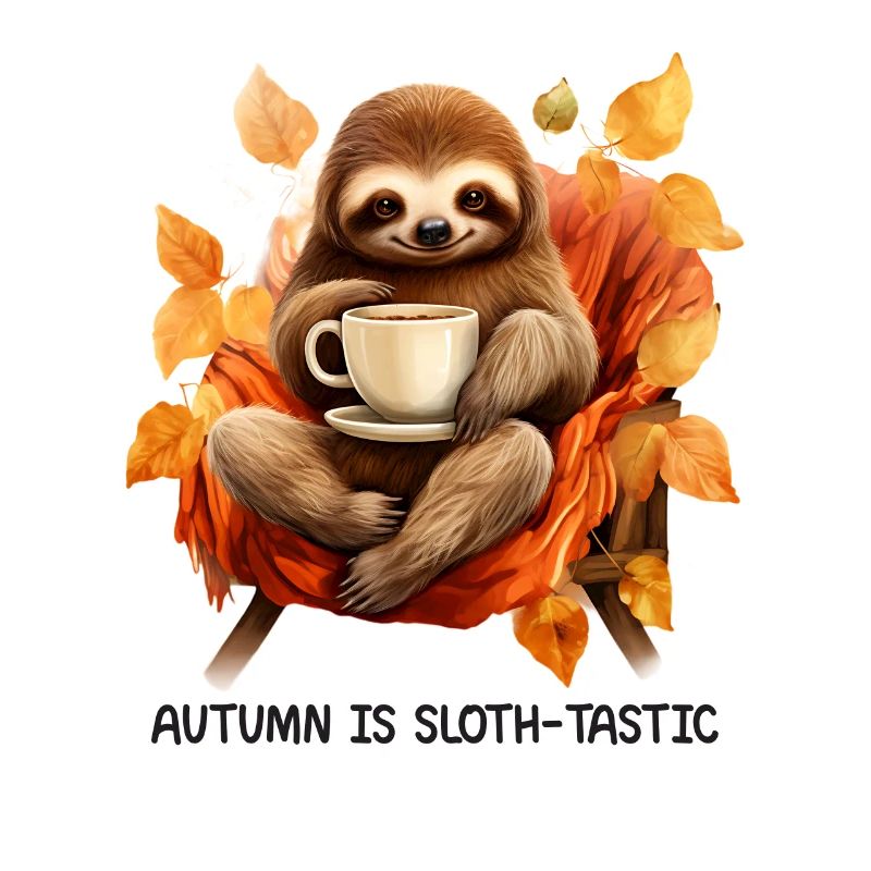 Autumnal sloth design: cuddly relaxed