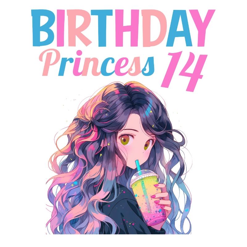 Anime Mandga Boba Bubble Tea 14th Birthday