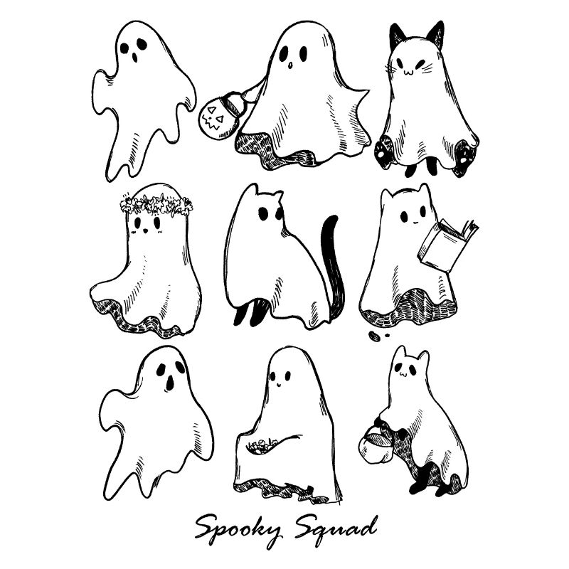 Retro Ghost Halloween Cute Cat