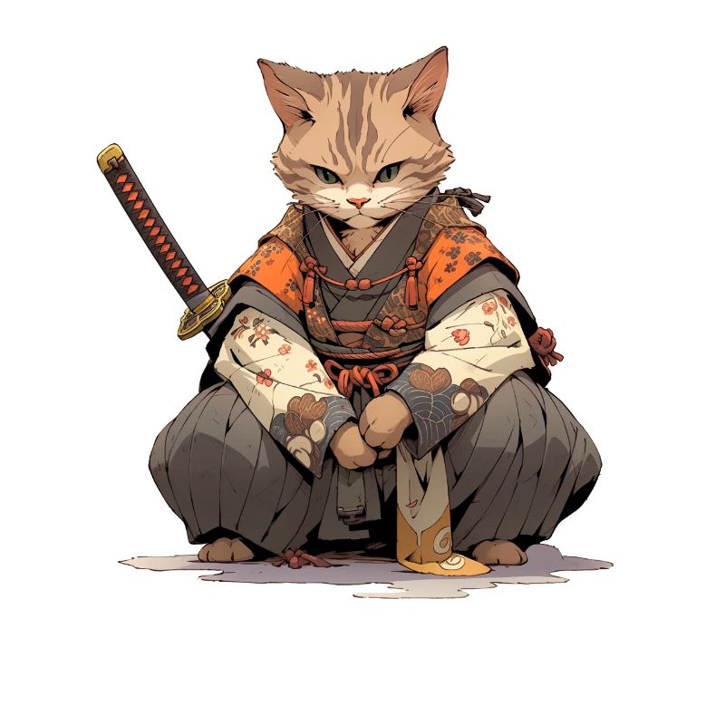 Asia Cat Japanese Samurai Samurai