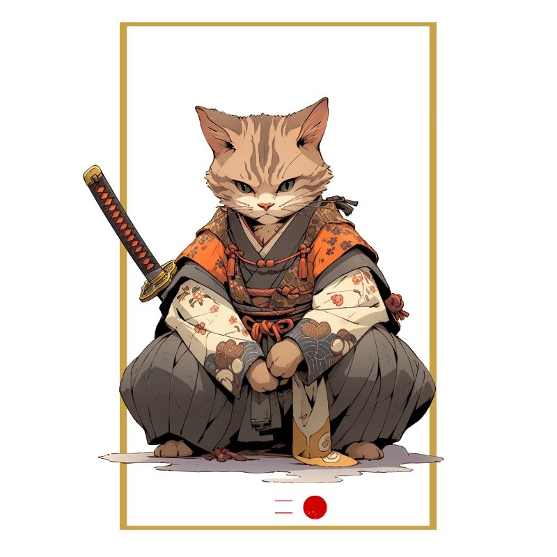 Asien Katze Japanischer Samurais Samurai
