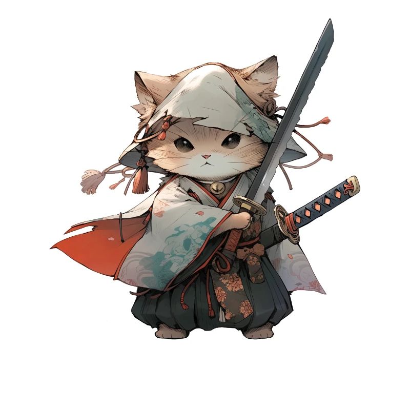 Asia Cat Japanese Samurai Samurai