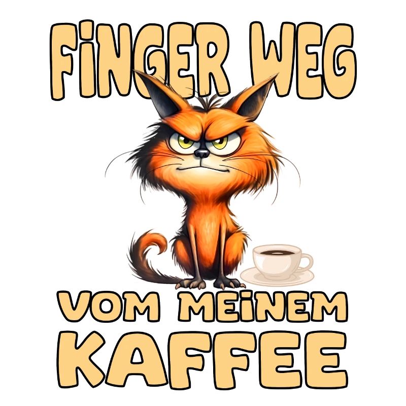 Lustige Katze mit Spruch: Finger Weg vom Kaffee