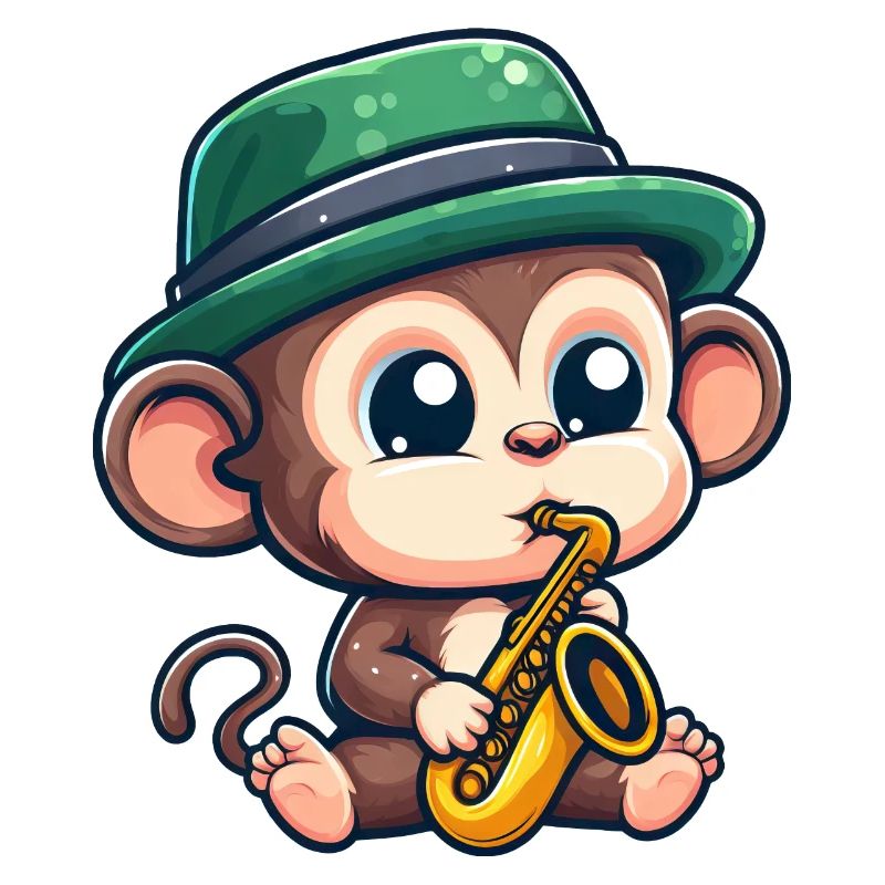 Chimpanzé jazz avec saxophone