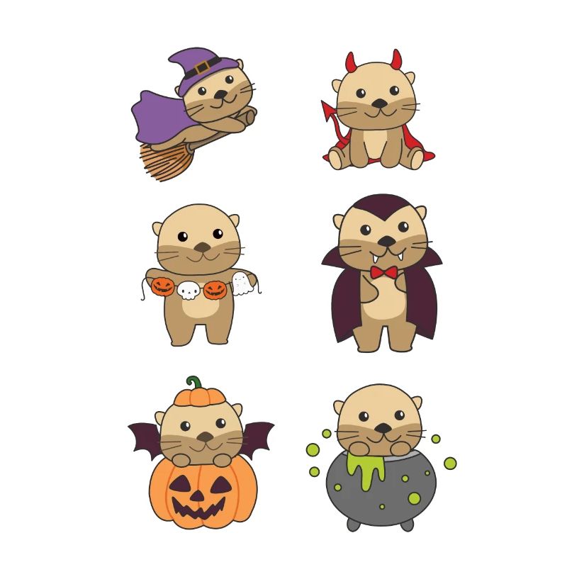 Otter Halloween Devil Pumpkin Vampier Costume