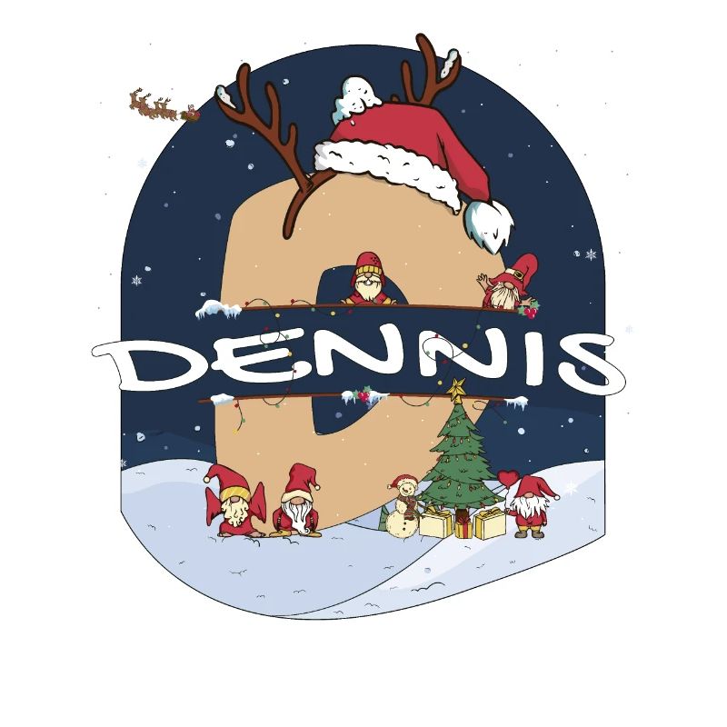Nom Dennis génial avec Santa Hat dans le thème de Noël