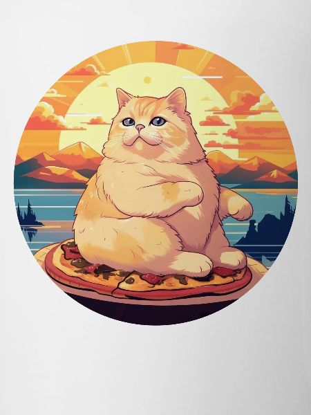 Sunset Feast: Chubby Cat Enjoys