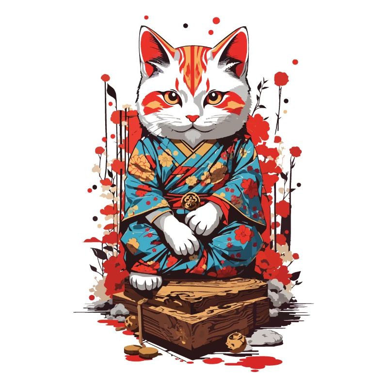 Ukiyo-E Stil Glück und Katze Glücksbringer Katzen