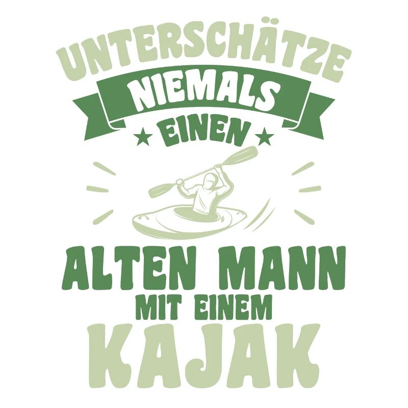 Alten mann mit einem Kajak
