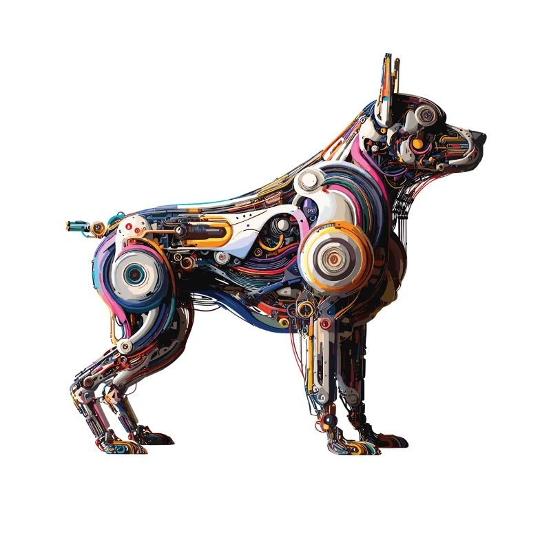 Farbenfroher abstrakter Roboterhund