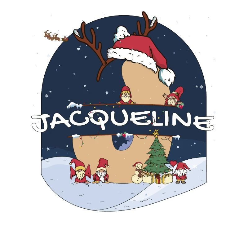 Awesome Jacqueline Name w Santa Hat in Xmas Theme