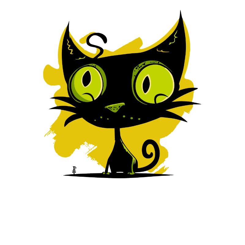 Art moderne : Chat noir et vert