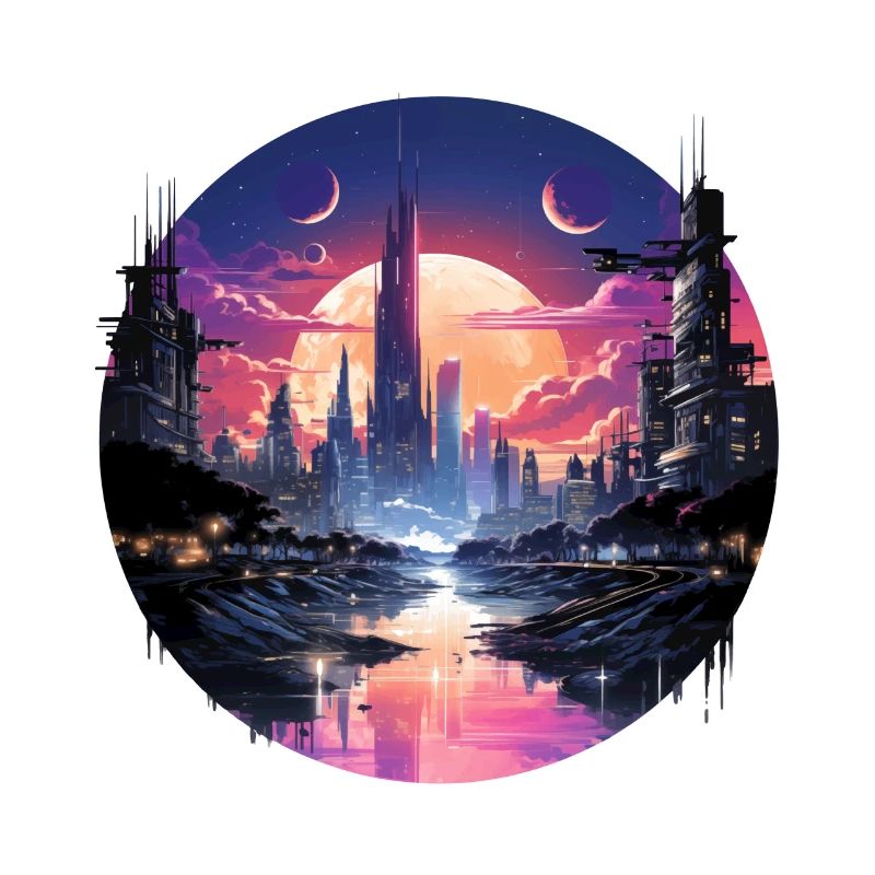 Futuristic cyberpunk cityscape, synthwave style
