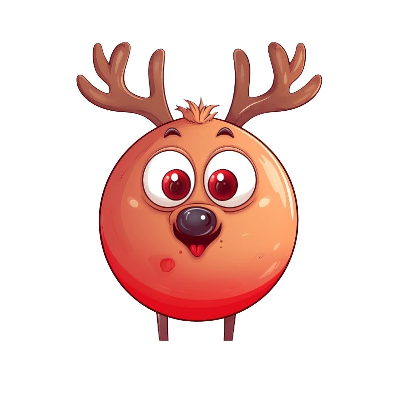Rundes Rentier-Weihnachtskugel Comic Design
