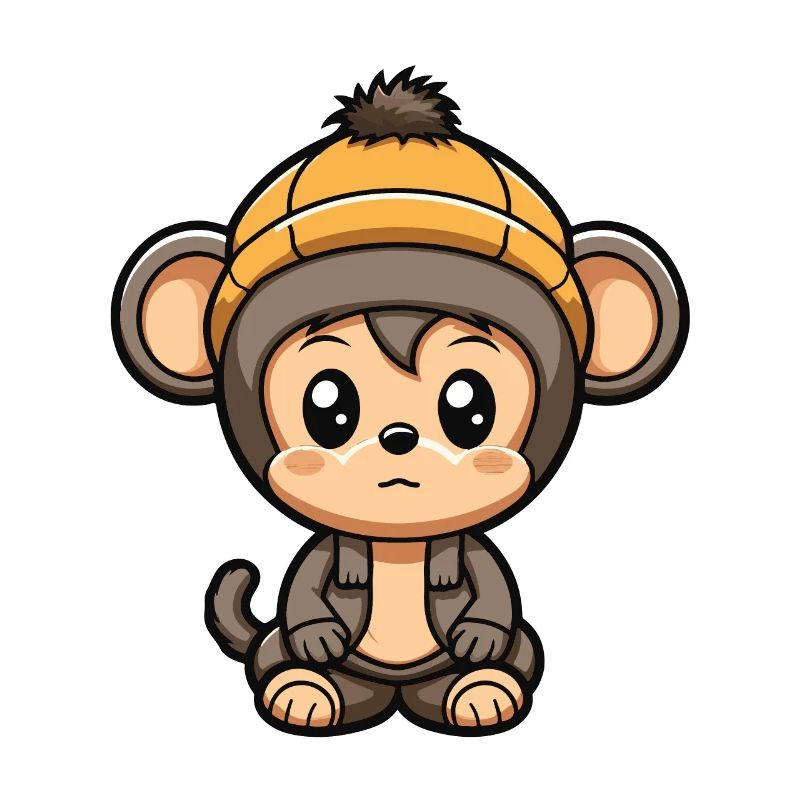 Monkey Winter Animal Cute Comic