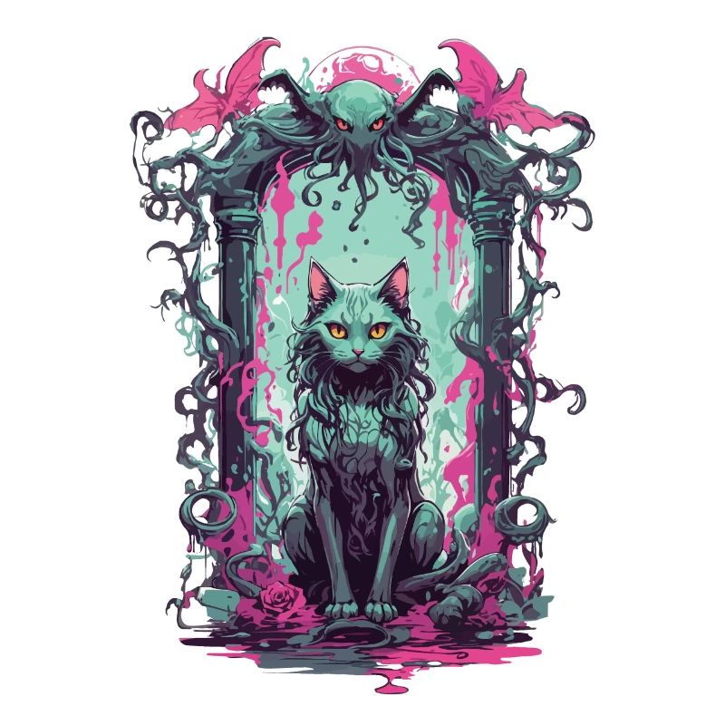 Gothic Occult Cat Magic Monster Design