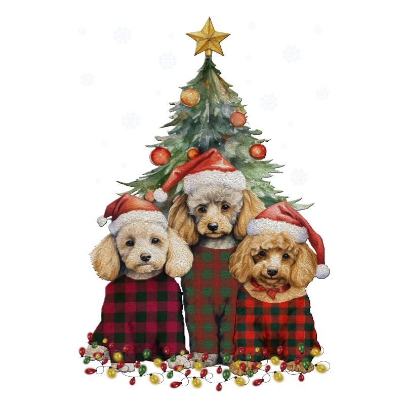 Trois chiens caniche Noël