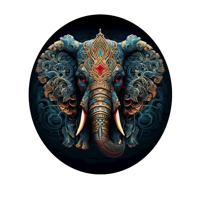 Éléphant Mandala bleu