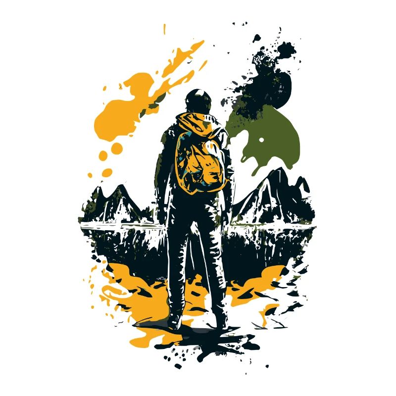 Wanderer mit Rucksack - Grafik