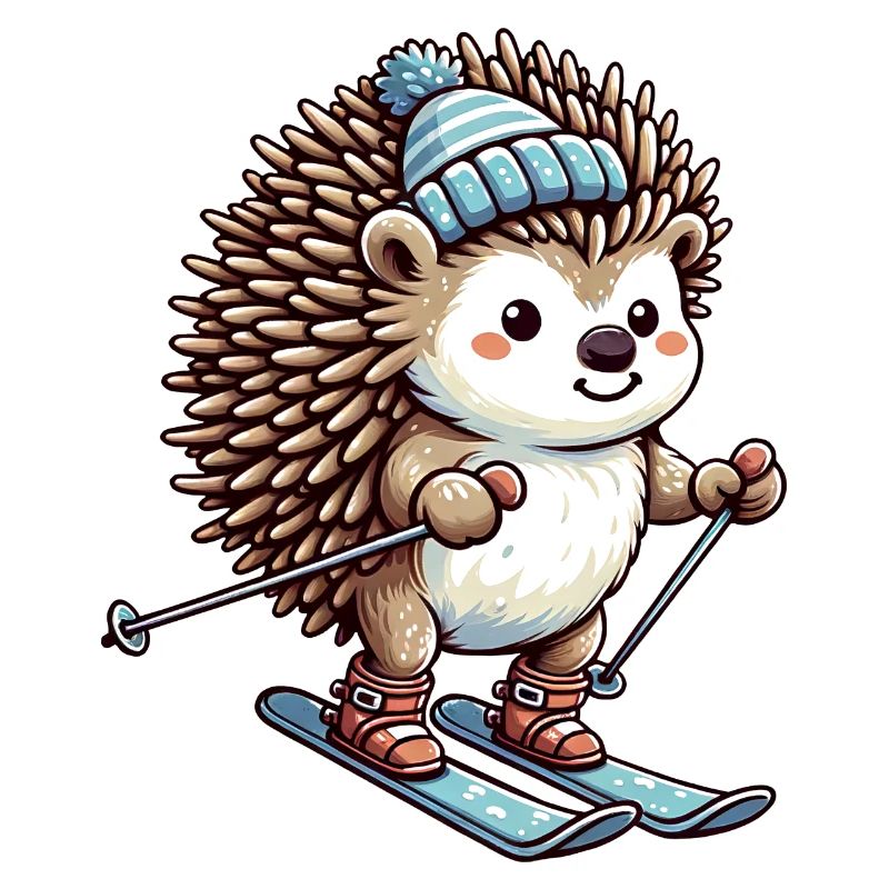 Igel Ski Skifahrer Skiurlaub Süß Comic
