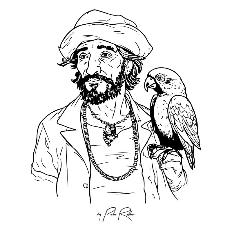 Pirate attrayant avec perroquet