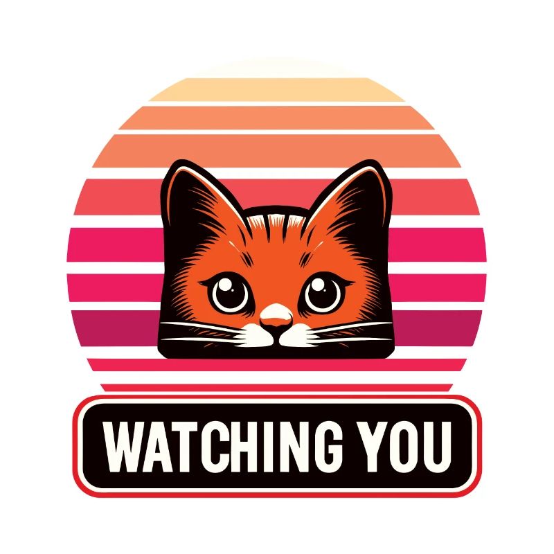 Chat roux qui vous regarde, coloré