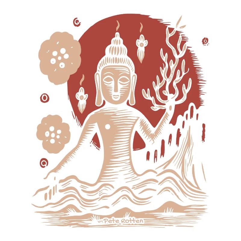 Lebensbaum und meditierender Buddha