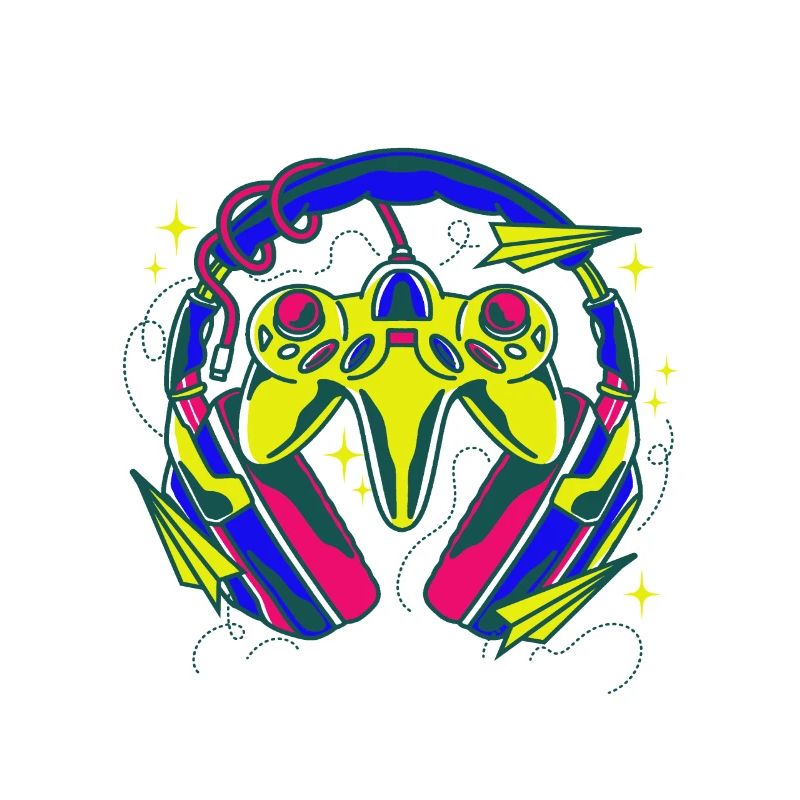 Play Hard Gamer Controller Neon Design