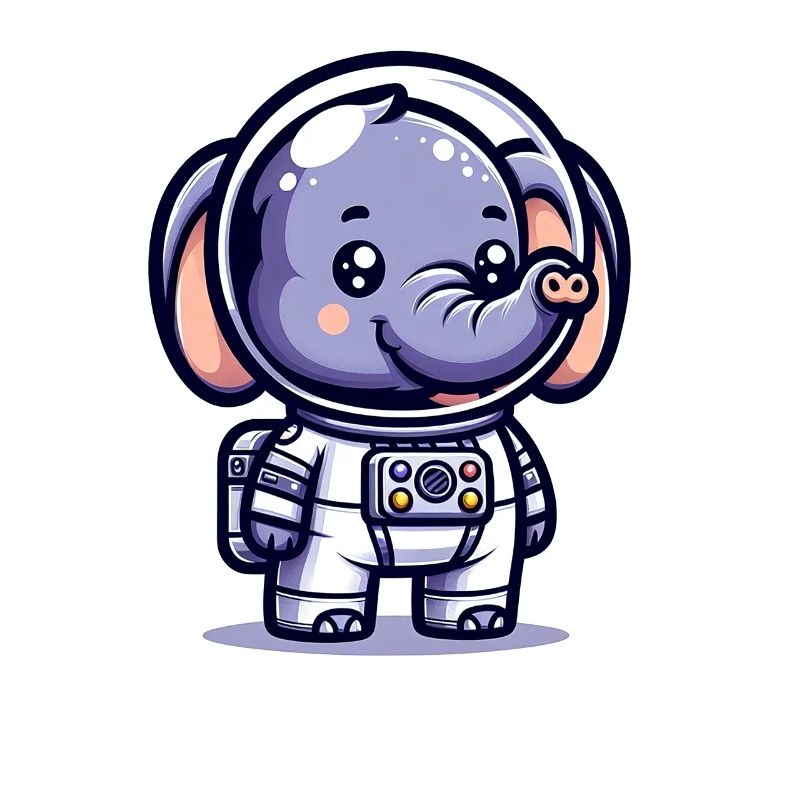 Éléphant mignon astronaute
