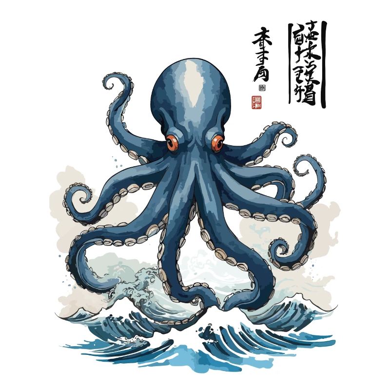 Japanese Ukiyo-E Octopus Sea Artwork