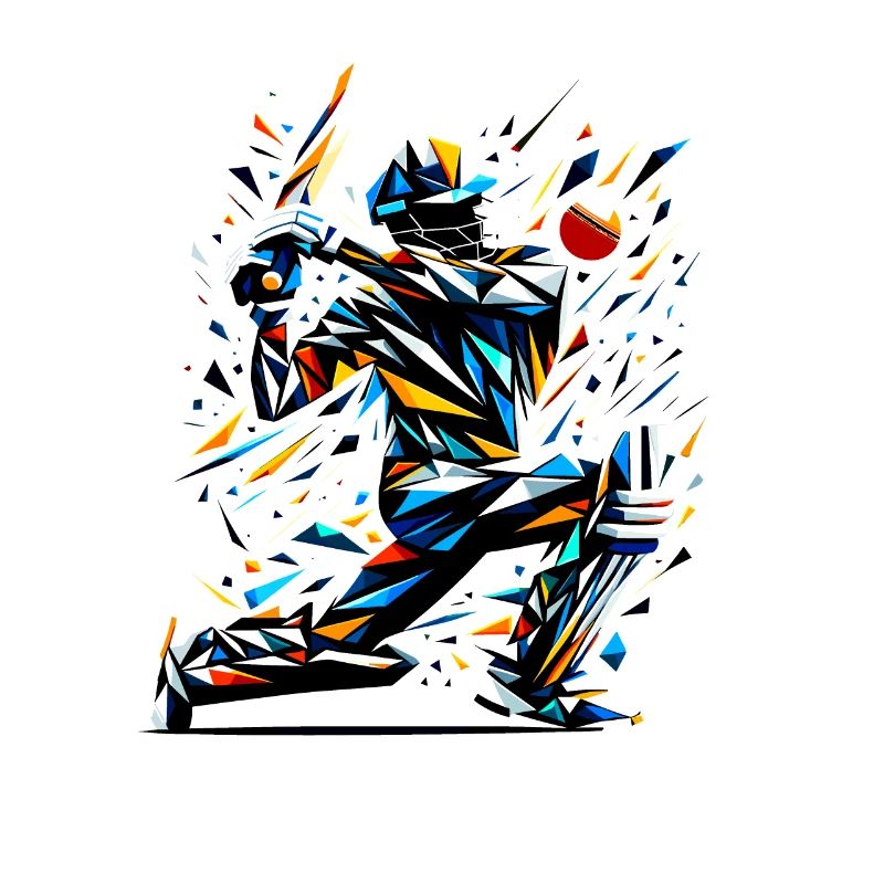 Polygon Art Cricketer Batsman Cricket Bowler