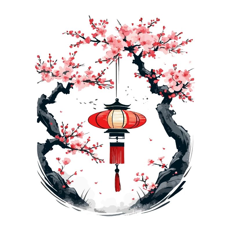 Japan Cherry Blossom Ukiyo-E Aesthetic Lantern