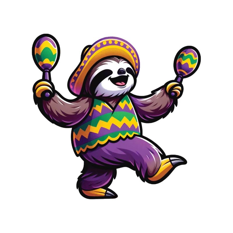 Mardi Gras Sloth - Celebrate Carnival Dancing