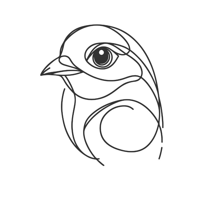 Line Art Papa Maman - Oiseau