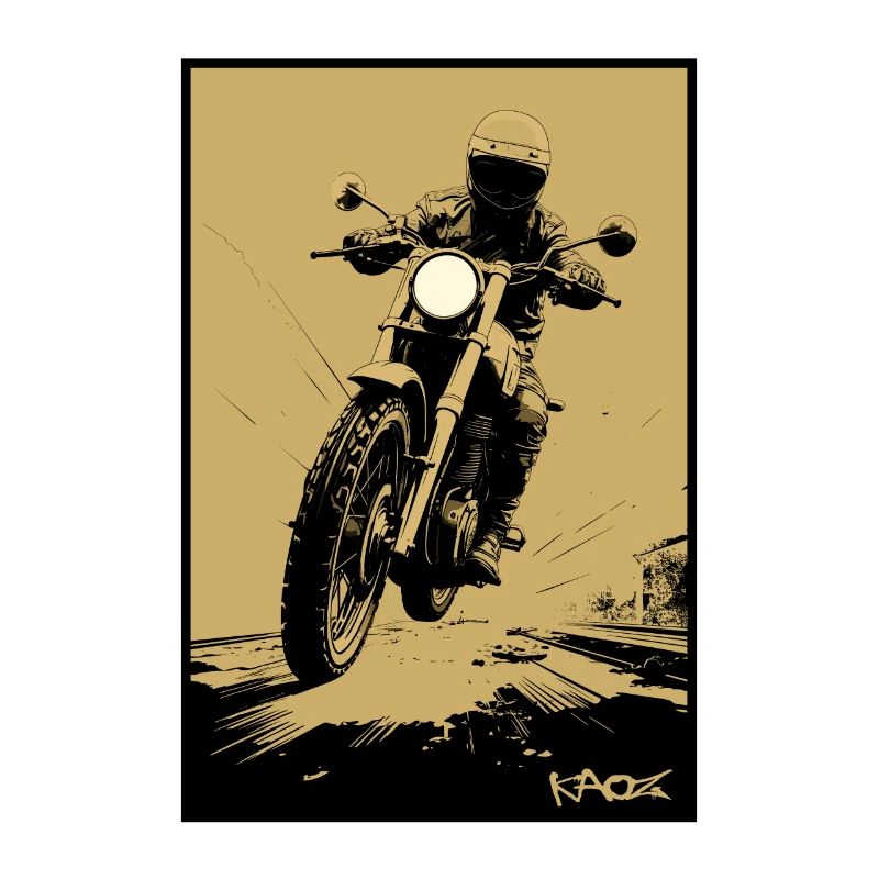Oldschool Retro Biker Motorcycle