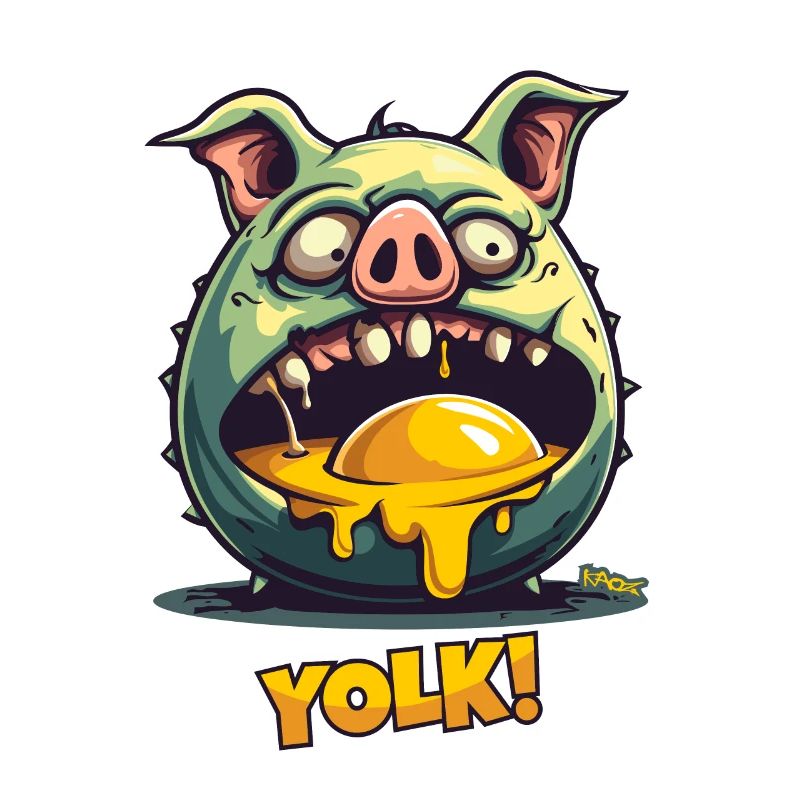 Zombie-Schwein verschlingt Eigelb