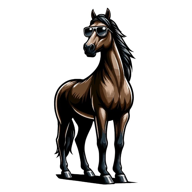 Cheval avec des lunettes de soleil dans un style comique